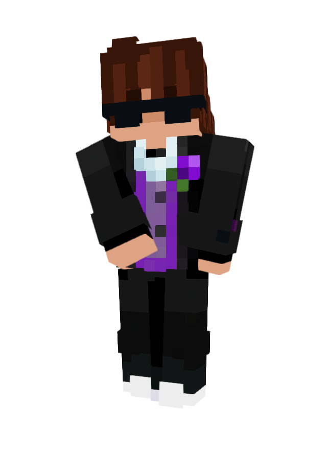 DrPlum Minecraft character in a black and purple outfit